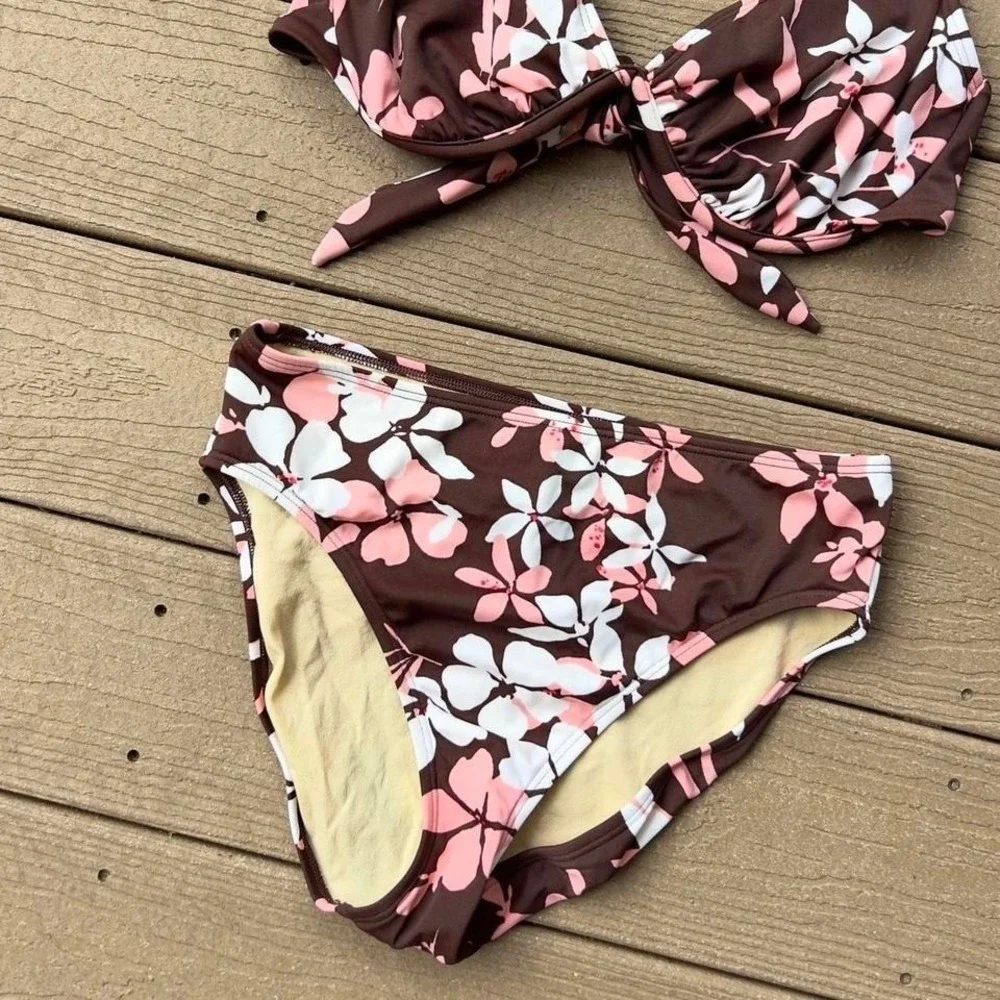 Vintage Y2K 2006 Victoria's Secret Brown & Pink Floral Bikini Set Swimsuit‎